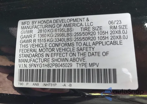 2023 Honda Pilot Awd Elite from USA, damaged, VIN 5FNYG1H82PB045029